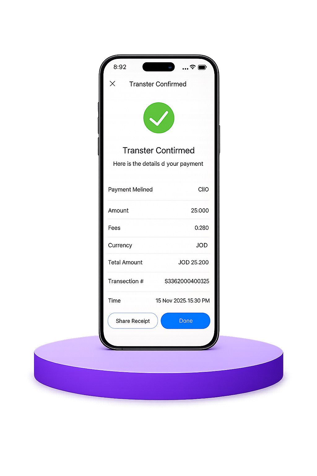 Payments screen